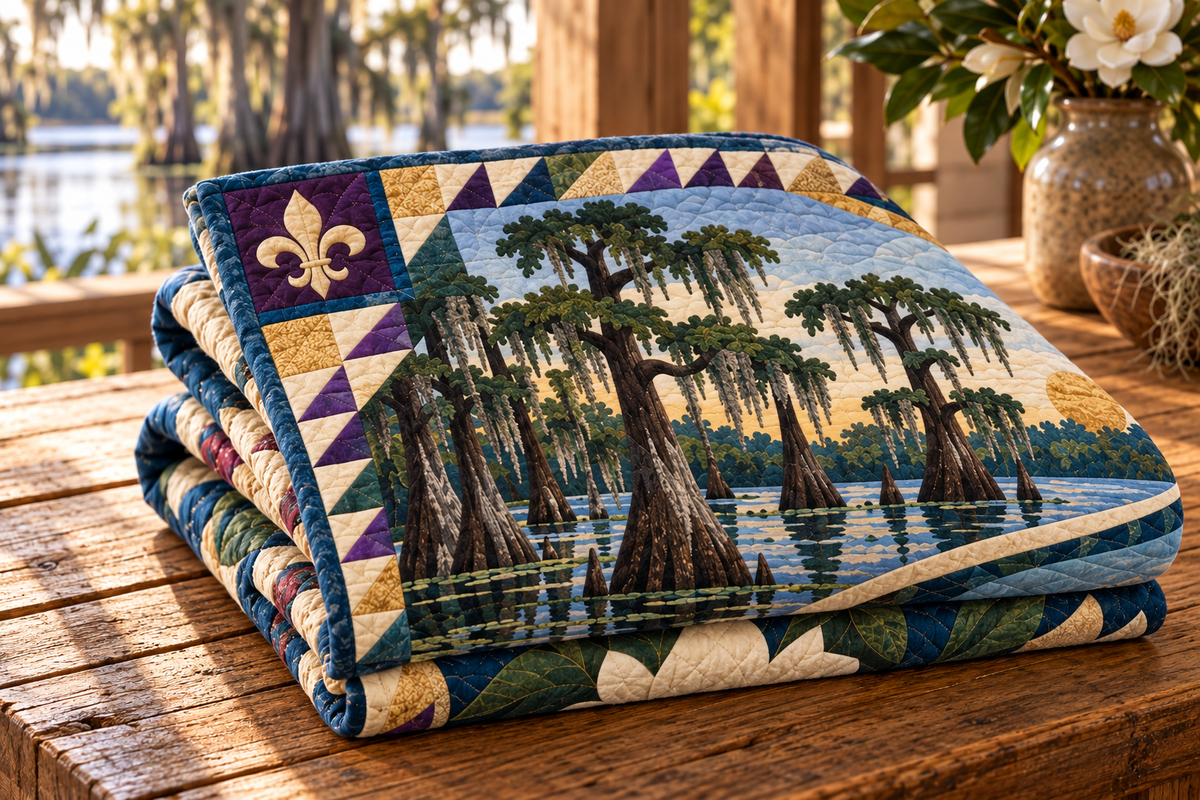 Louisiana River Of Stories TD181026574 Quilt Blanket folded mockup