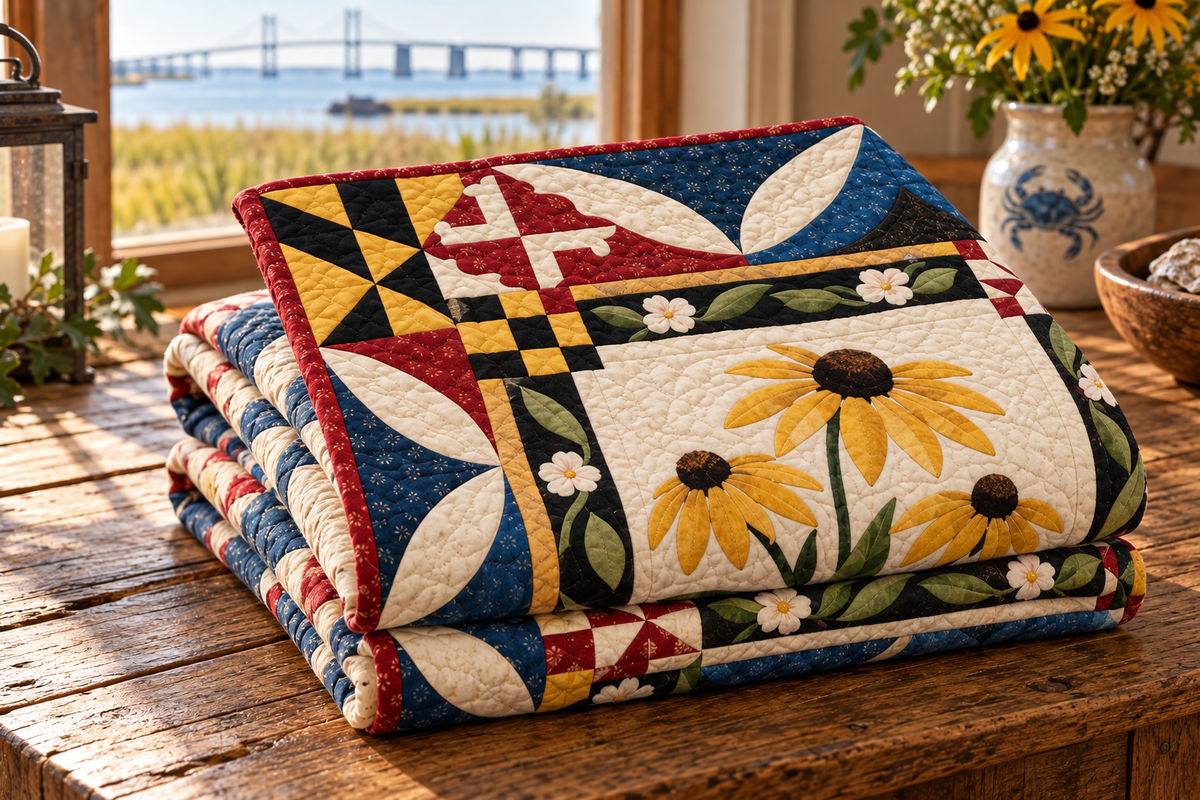 Maryland Heritage Album TD181026596 Quilt Blanket folded mockup