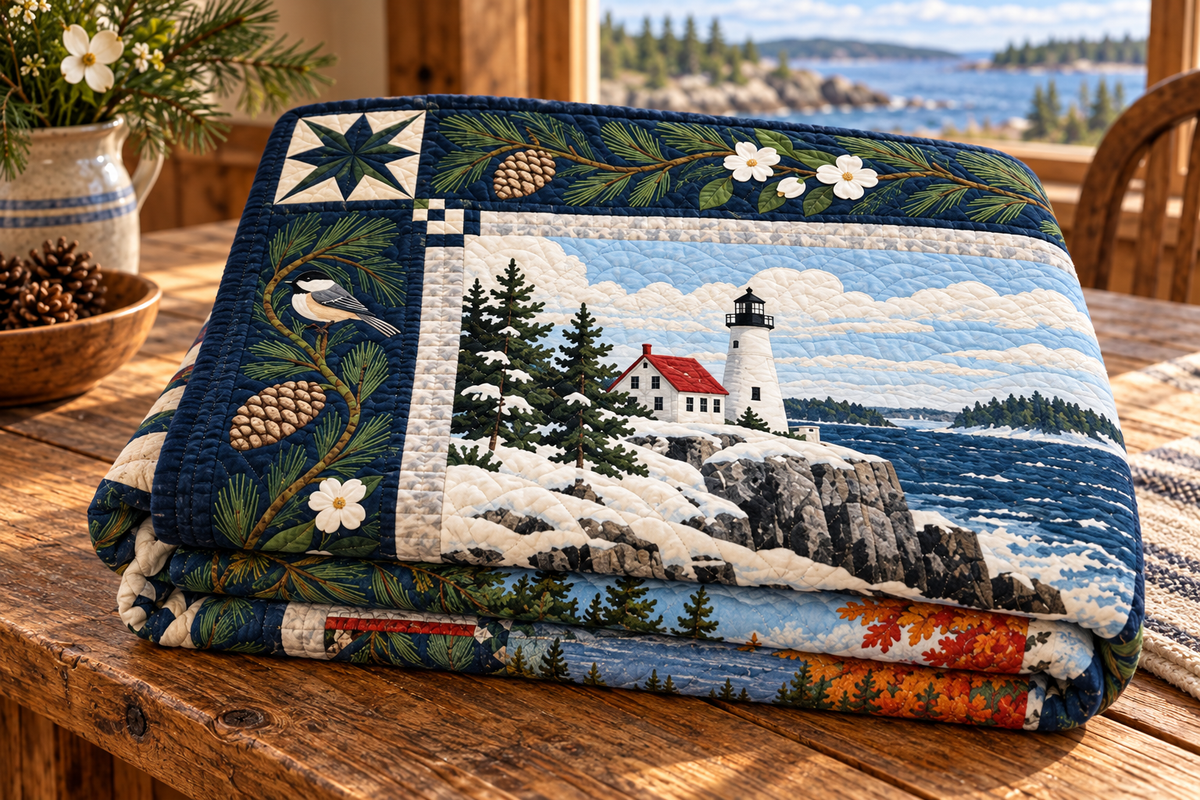 Maine Four Seasons TD181026608 Quilt Blanket folded mockup
