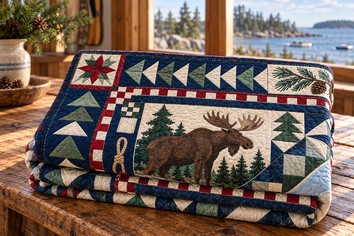 Maine Celebration In Cloth TD181026610 Quilt Blanket folded mockup