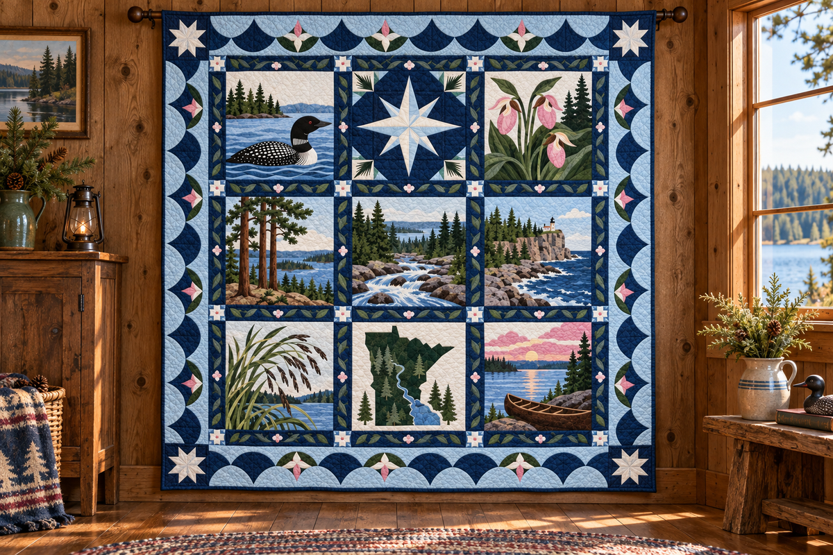 Minnesota Heritage Album TD181026626 Quilt Blanket hanging mockup