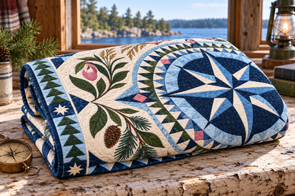 Minnesota Radiant Compass TD181026627 Quilt Blanket folded in a setting matching its design