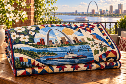 Missouri Mosaic Horizons TD181026639 Quilt Blanket folded in a setting matching its design