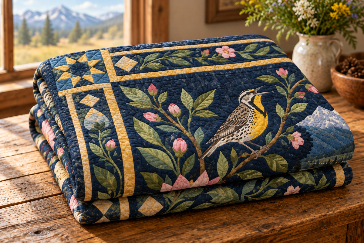 Montana Botanical Heritage TD181026652 Quilt Blanket folded mockup