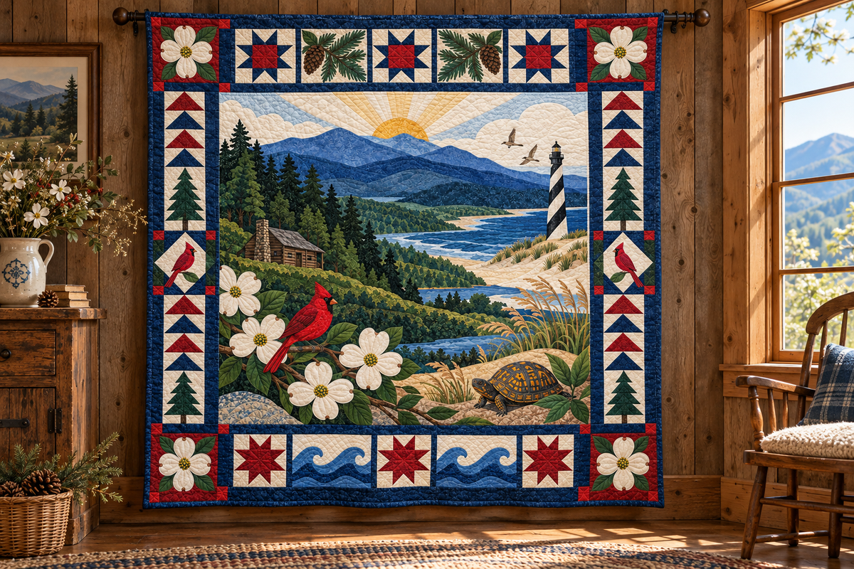 North Carolina Landscape Tapestry TD181026661 Quilt Blanket hanging mockup