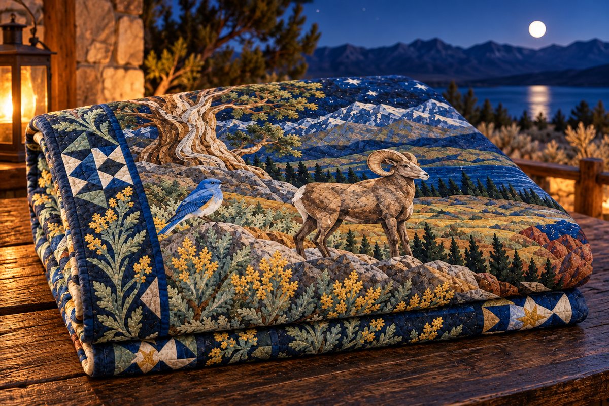 Nevada Night Garden TD181026725 Quilt Blanket folded in a setting matching its design