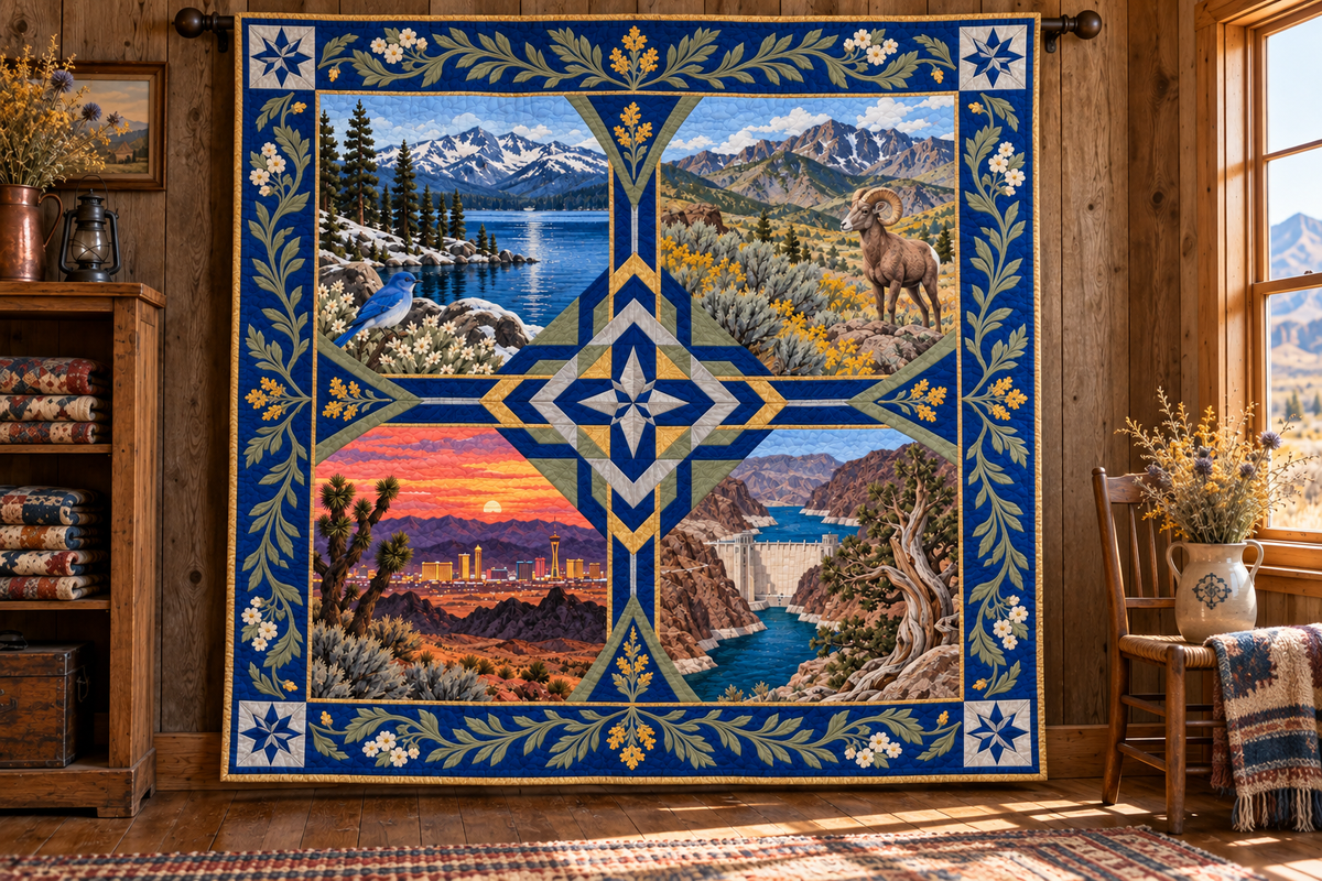 Nevada Four Seasons TD181026728 Quilt Blanket hanging mockup