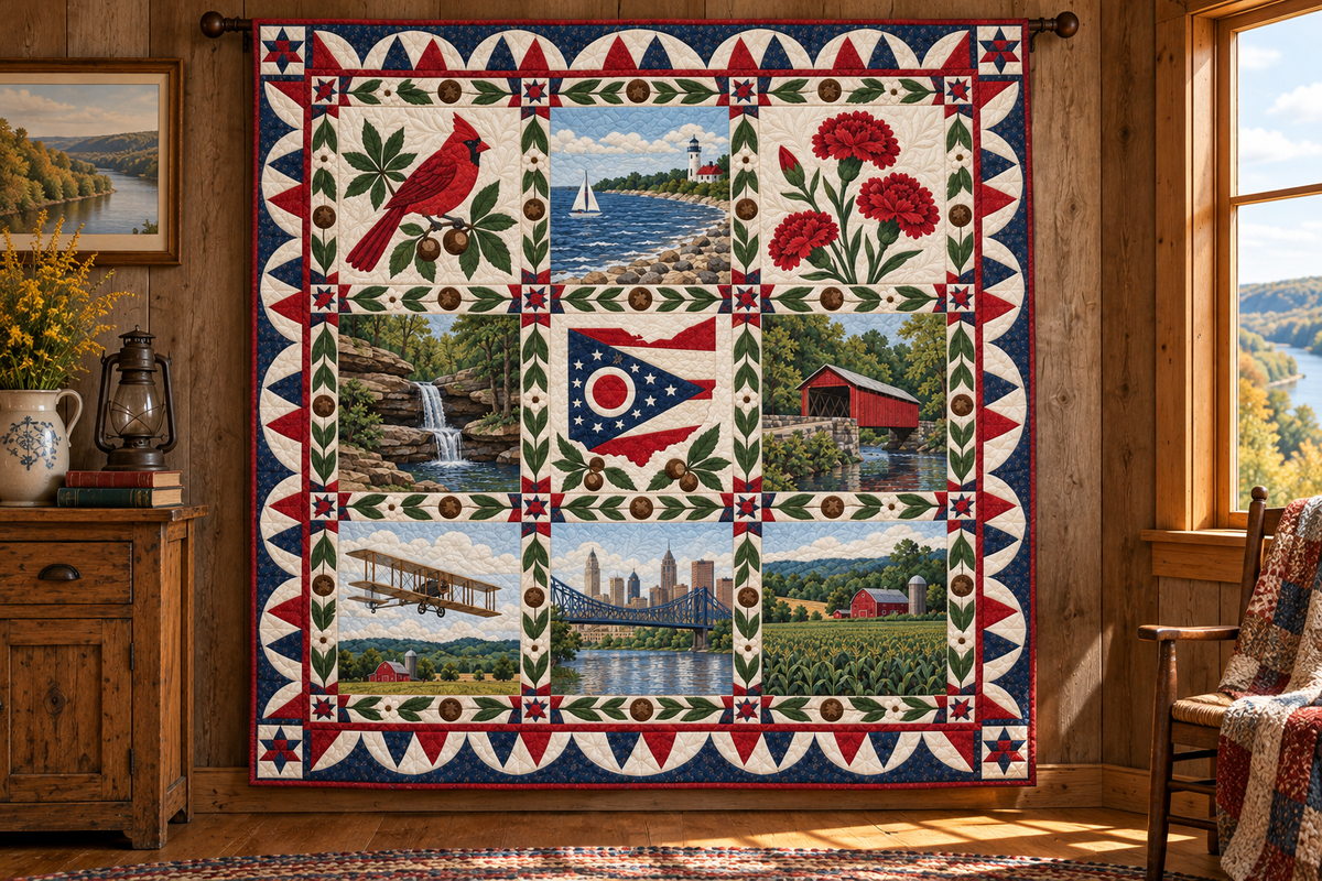 Ohio Heritage Album TD181026746 Quilt Blanket hanging mockup