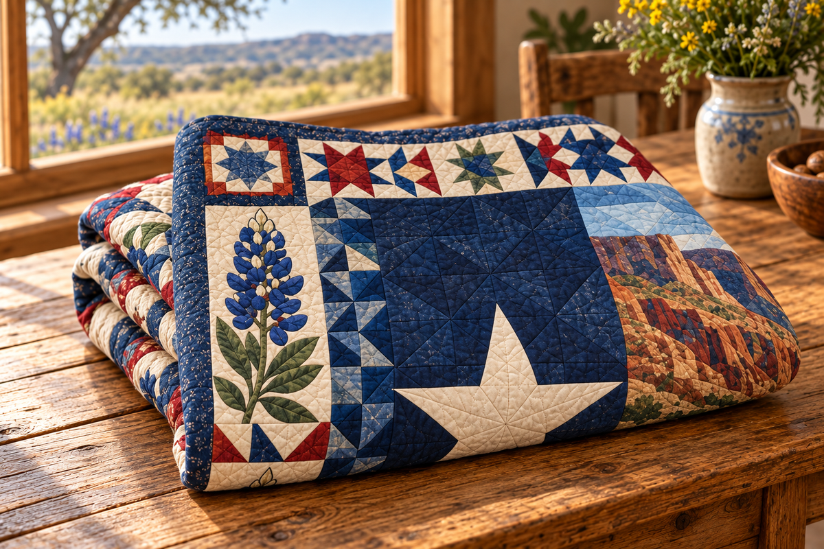 Texas Mosaic Horizons TD181026829 Quilt Blanket folded mockup