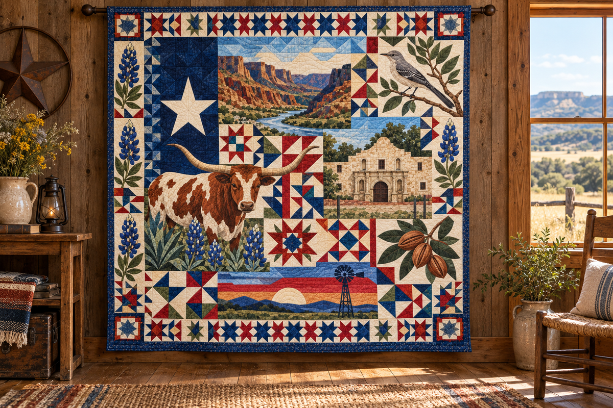 Texas Mosaic Horizons TD181026829 Quilt Blanket hanging mockup