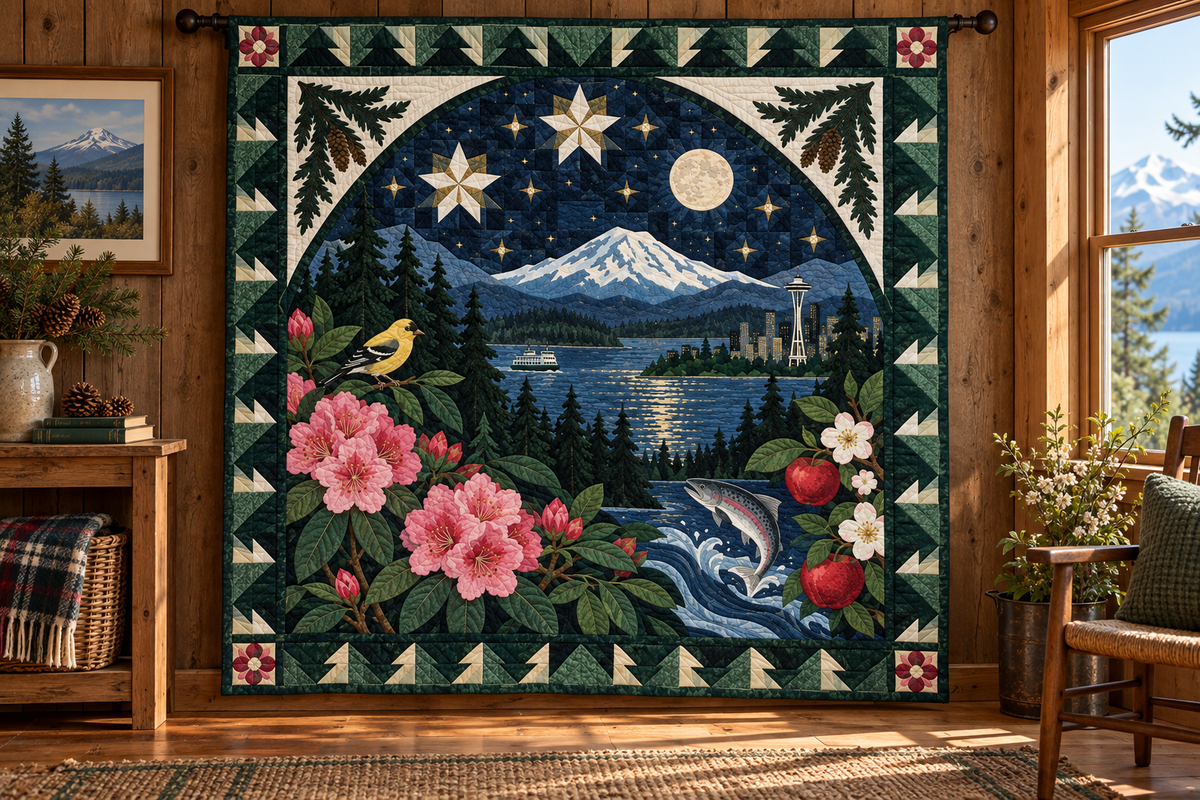 Washington Night Garden TD181026865 Quilt Blanket hanging mockup
