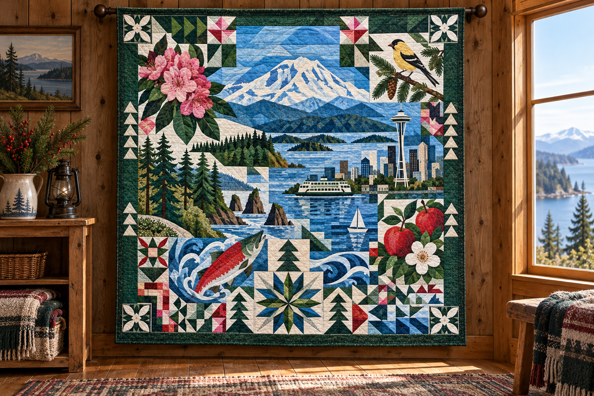 Washington Mosaic Horizons TD181026869 Quilt Blanket hanging mockup