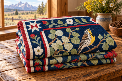 Wyoming Botanical Heritage TD181026892 Quilt Blanket folded mockup