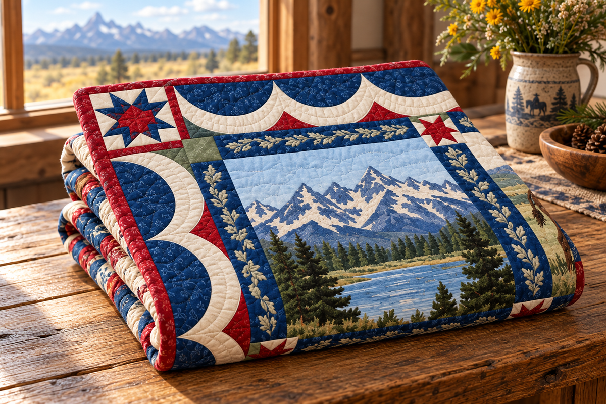 Wyoming Heritage Album TD181026896 Quilt Blanket folded mockup