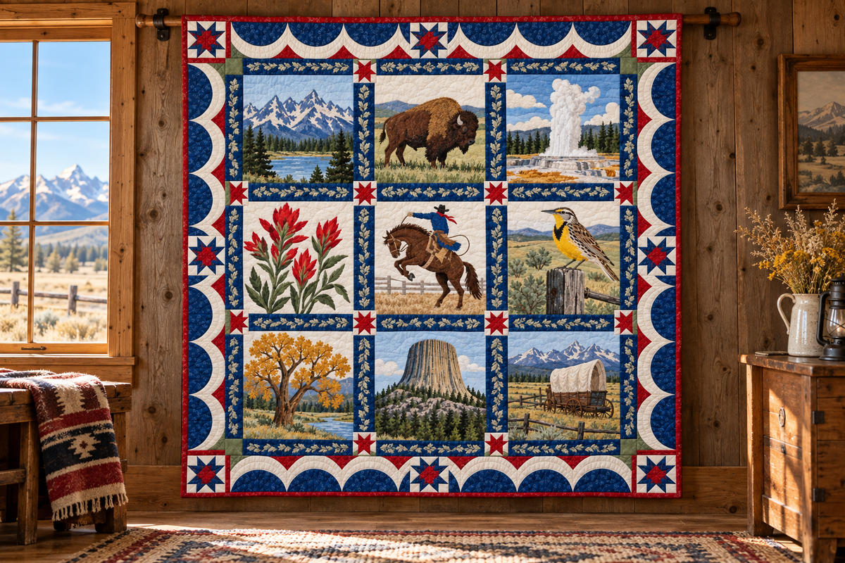 Wyoming Heritage Album TD181026896 Quilt Blanket hanging mockup