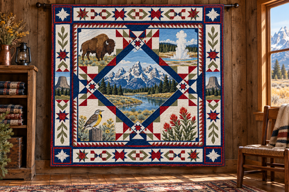 Wyoming Celebration In Cloth TD181026900 Quilt Blanket hanging mockup